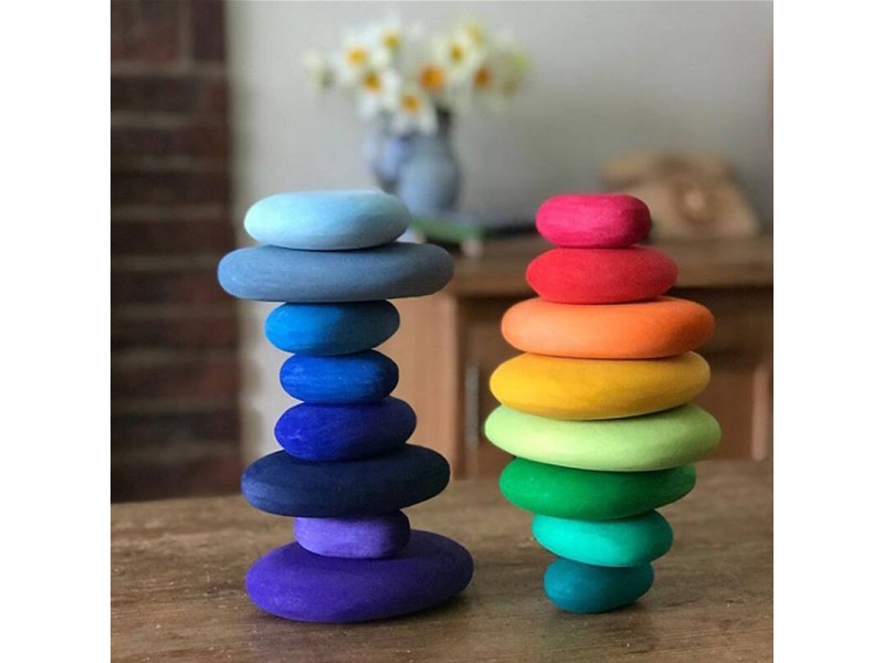 Rainbow stacking pebbles set of 16