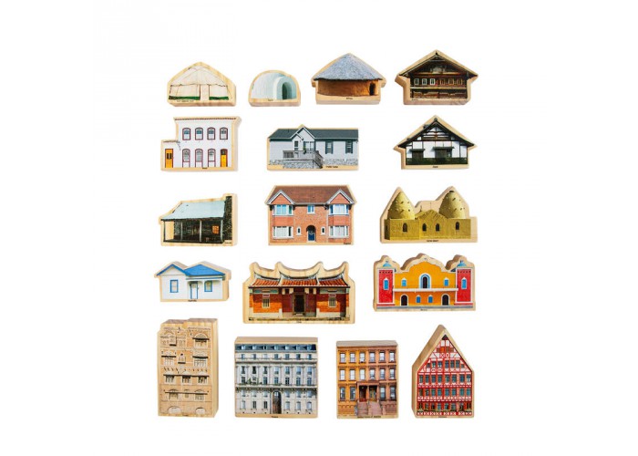 Homes around the world wooden blocks 17pcs