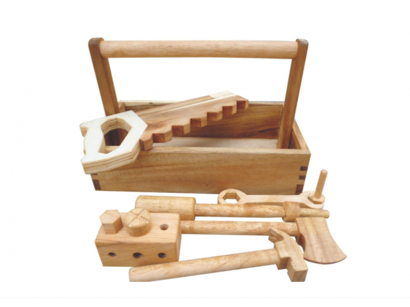 Wooden tool play kit