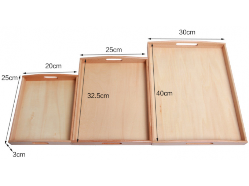 Wooden tray set of 3