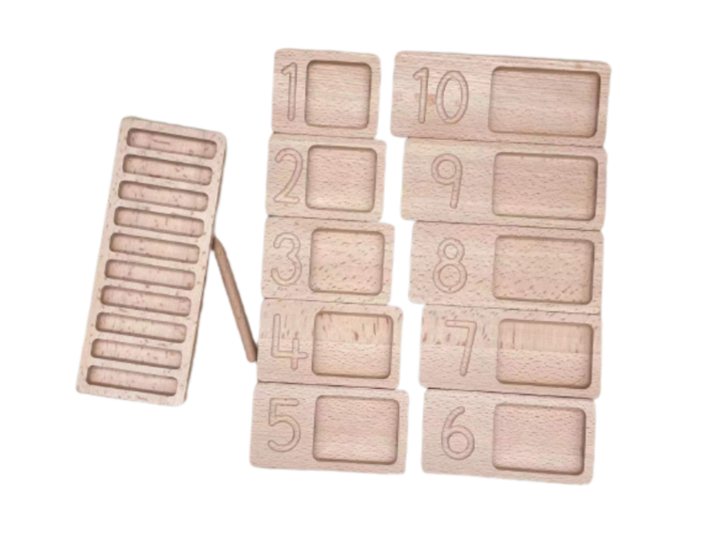 Wooden counting and tracing trays 1-10