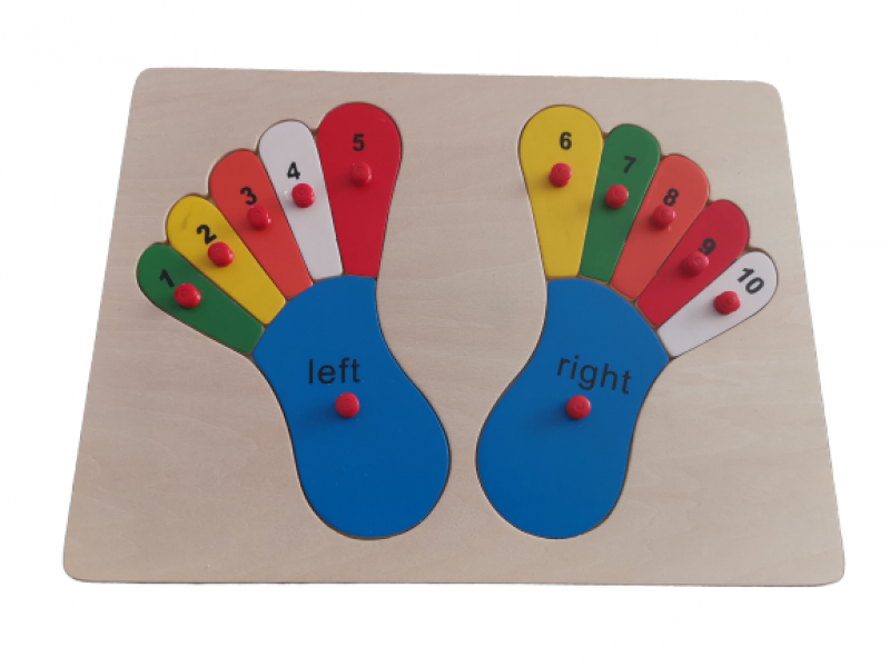 Happy feet counting puzzle with knob