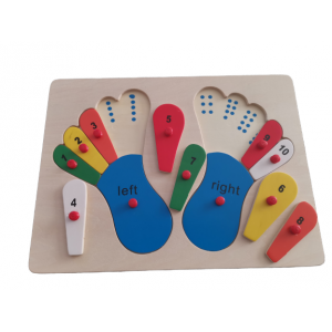 Happy feet counting puzzle with knob