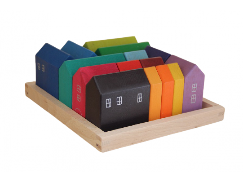 Rainbow coloured house stacker