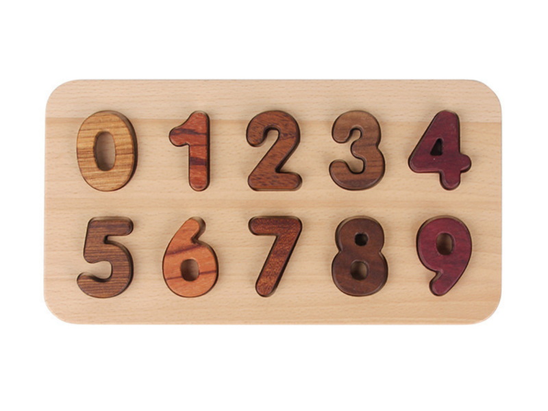 Three tone wooden number puzzle