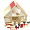 wooden doll house with furniture