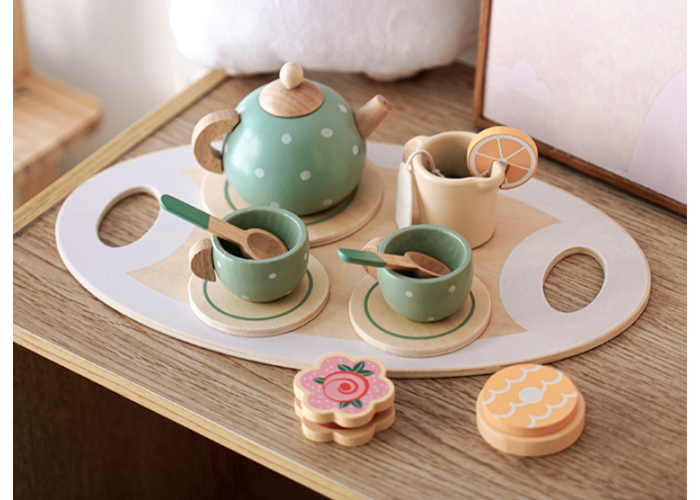 Wooden afternoon tea set