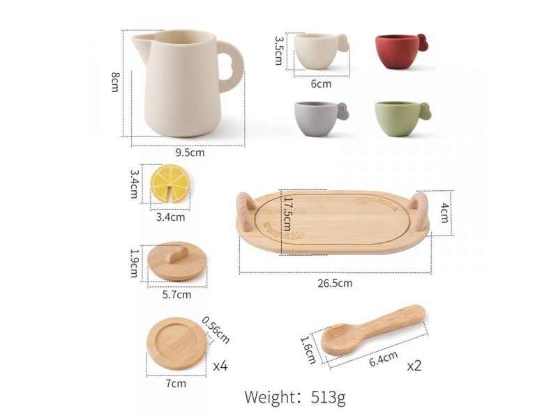 Silicone and Wood Tea Set