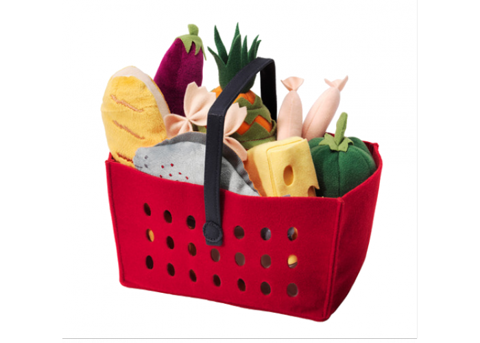 Fabric red grocery basket