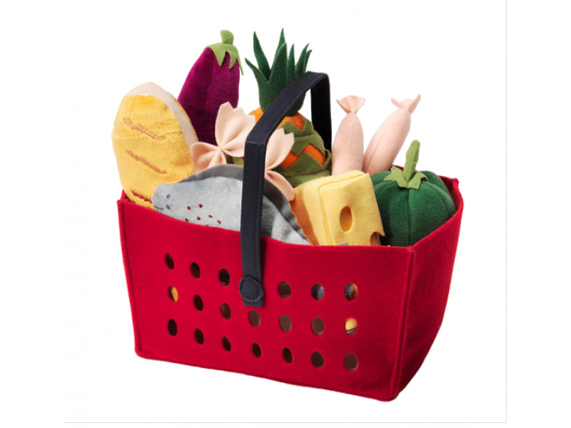 Fabric red grocery basket