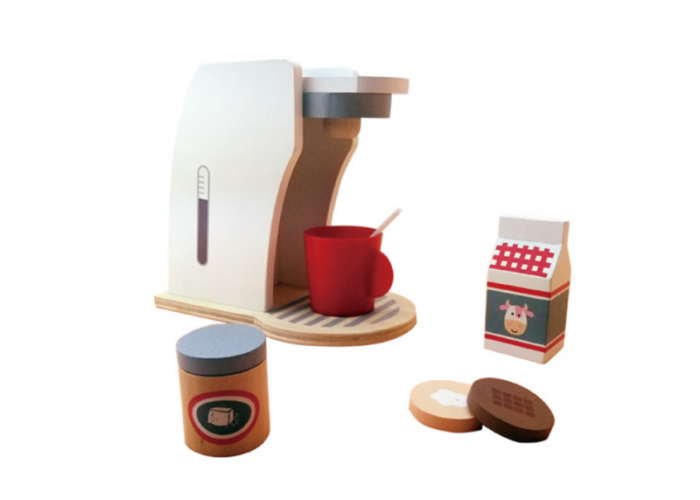 Wooden coffee machine play set