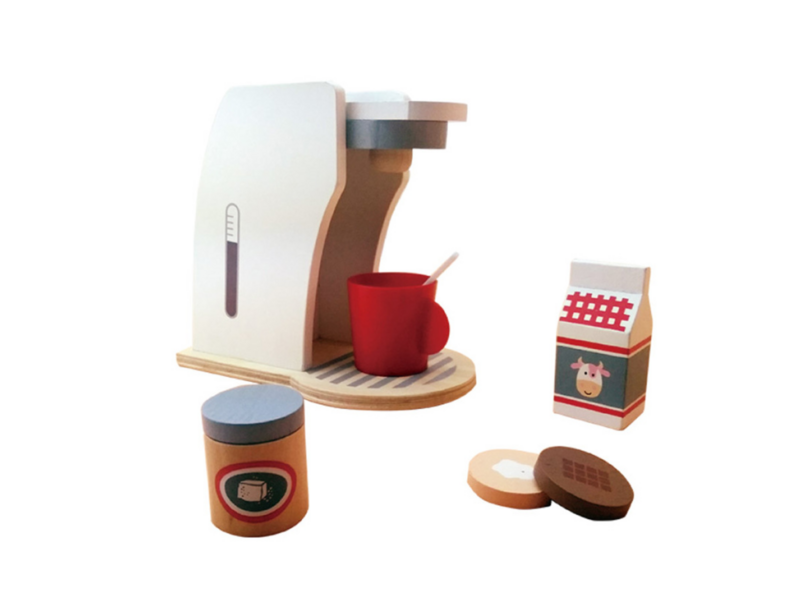 Wooden coffee machine play set