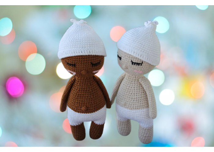 Handmade crochet multicultural dolls 2pcs
