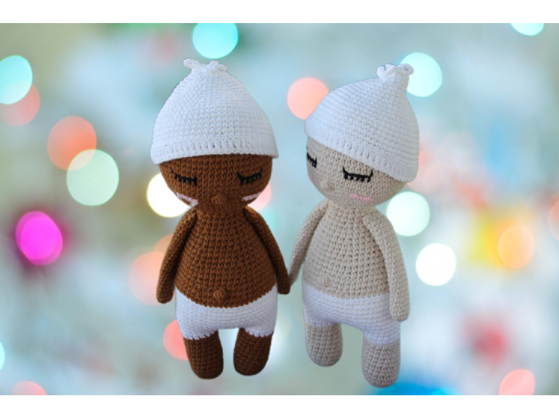 Handmade crochet multicultural dolls 2pcs