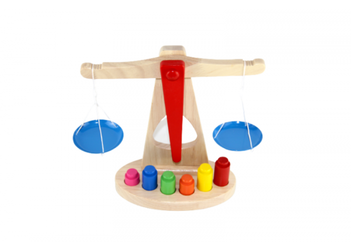 Wooden balancing scale
