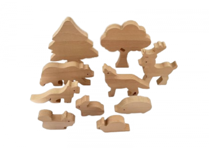 Natural wooden forest animals 10pcs