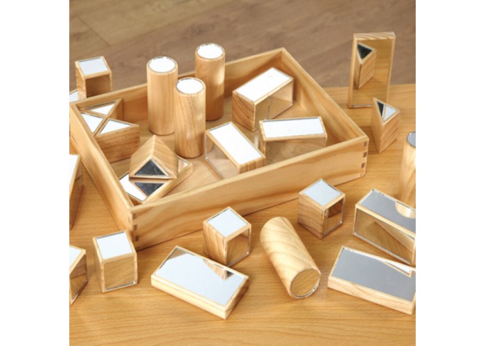 Woooden mirror blocks with tray