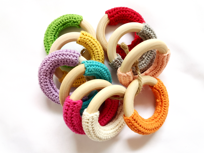 Crochet wooden rings pack of 10