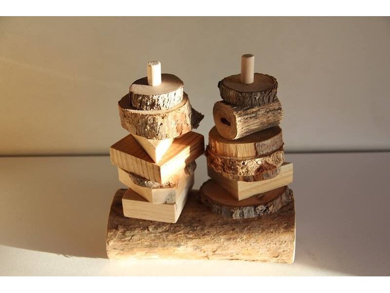 Natural wooden stacker double