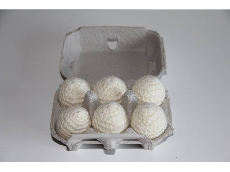 Crochet white eggs pk of 6