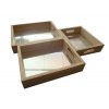 Rectangular wooden mirror trays set of 3