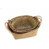 Hand-woven sea grass baskets with handles set of 3