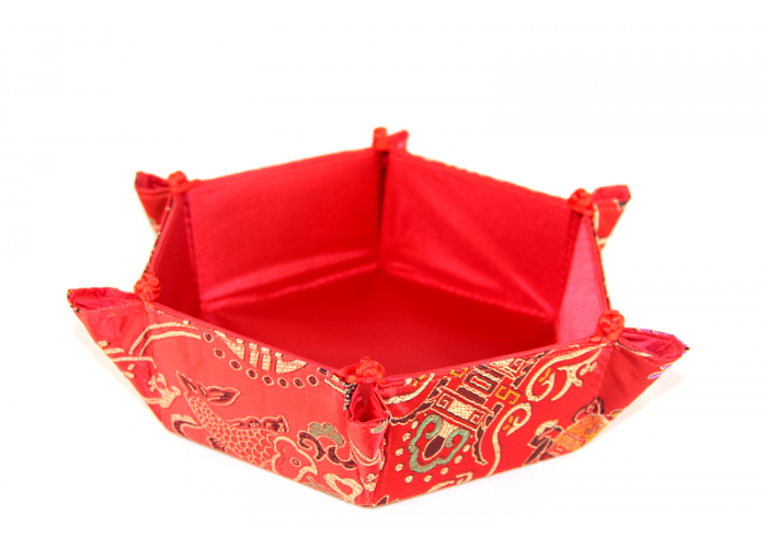 Traditional Chinese silk table basket