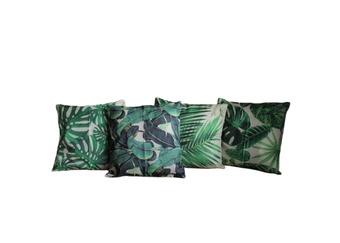 Natural green leaves cushion covers set of 4