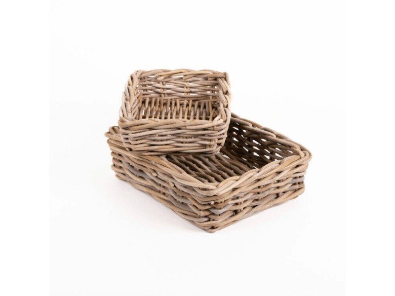 Rattan Rectangular Baskets Set of 2