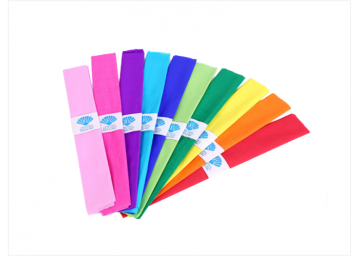 Crepe paper assorted colours 50cm x 100cm Pk10
