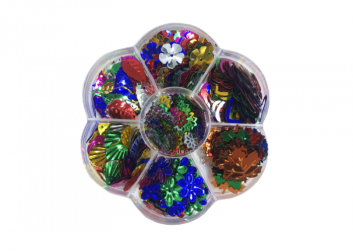 Sequins assorted in flower tray 54g