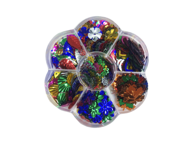 Sequins assorted in flower tray 54g
