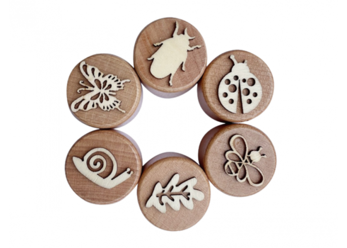 Wooden dough stamps - Insects 6pcs