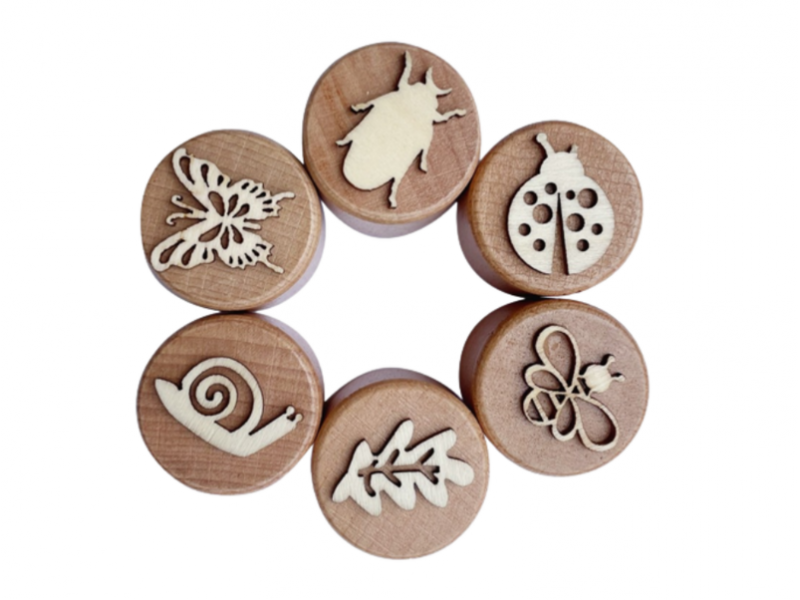 Wooden dough stamps - Insects 6pcs