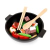 Wooden wok and stir fry playset