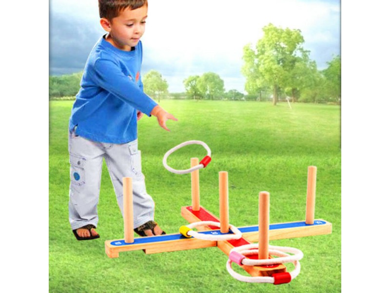 Wooden ring toss game