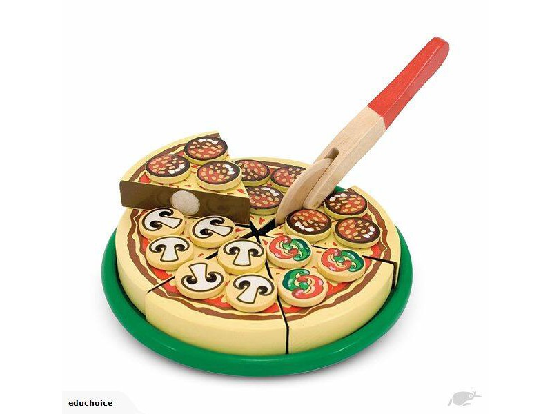 Wooden pizza set with wooden tray