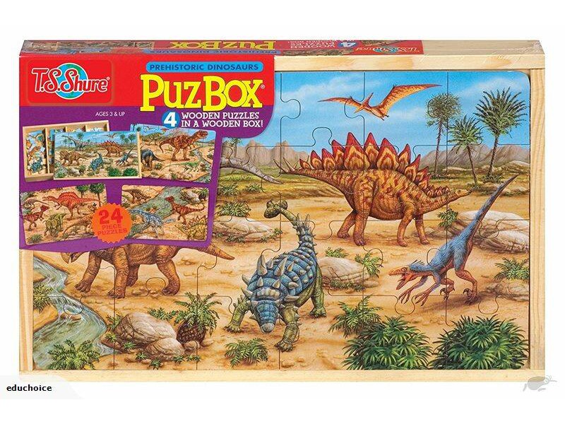 Wooden 4 in 1 puzzle - Prehistoric dinosaurs