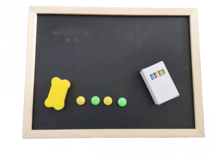 Double sided magnetic black board in wooden frame