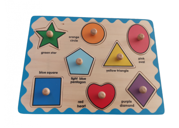 Colourful shapes puzzle with knob