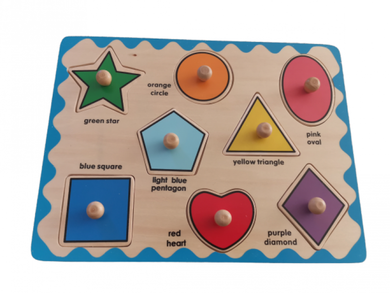 Colourful shapes puzzle with knob