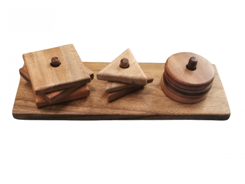 Natural wooden geometric shape stackers