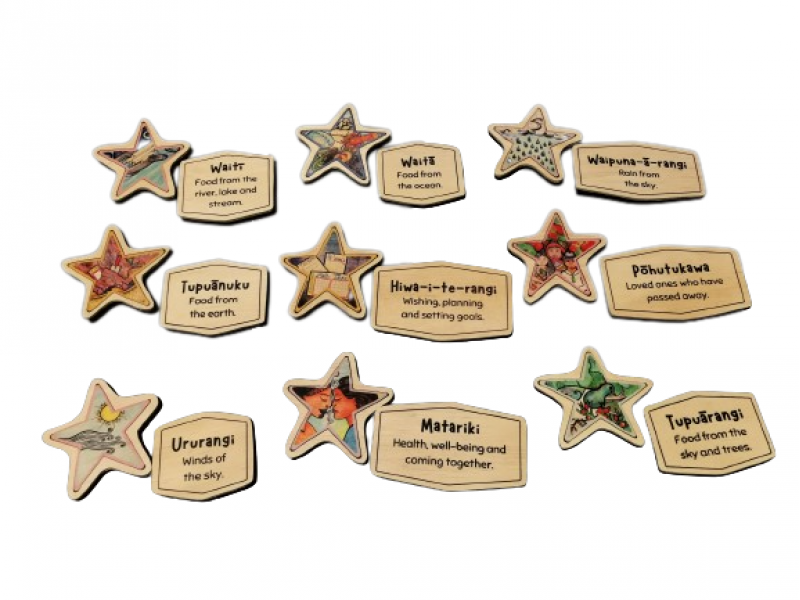 Matariki stars wooden magnets 18pcs