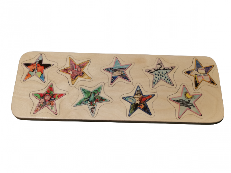 Matariki theme stars wooden puzzle 9pcs