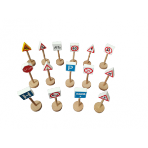 Wooden traffic signs set of 15