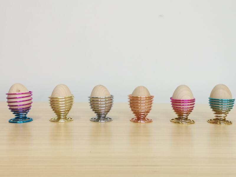 Colour burst spring egg cups and eggs set 12pcs