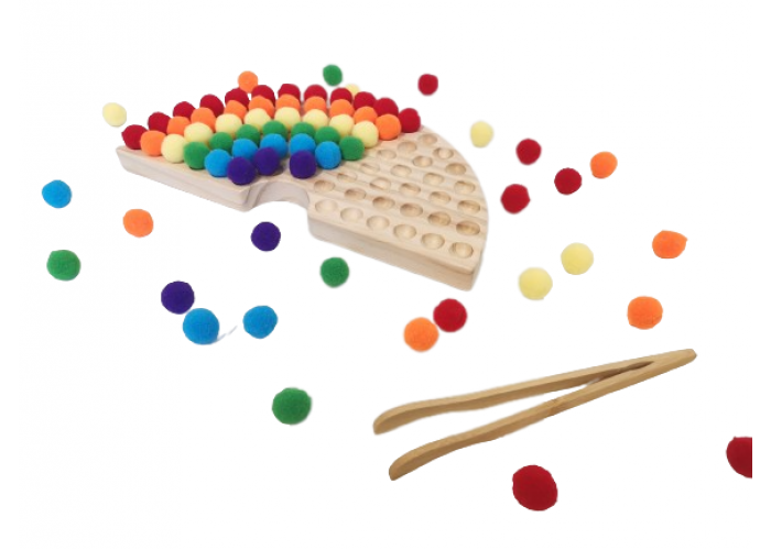 Wooden Rainbow Peg Board Set
