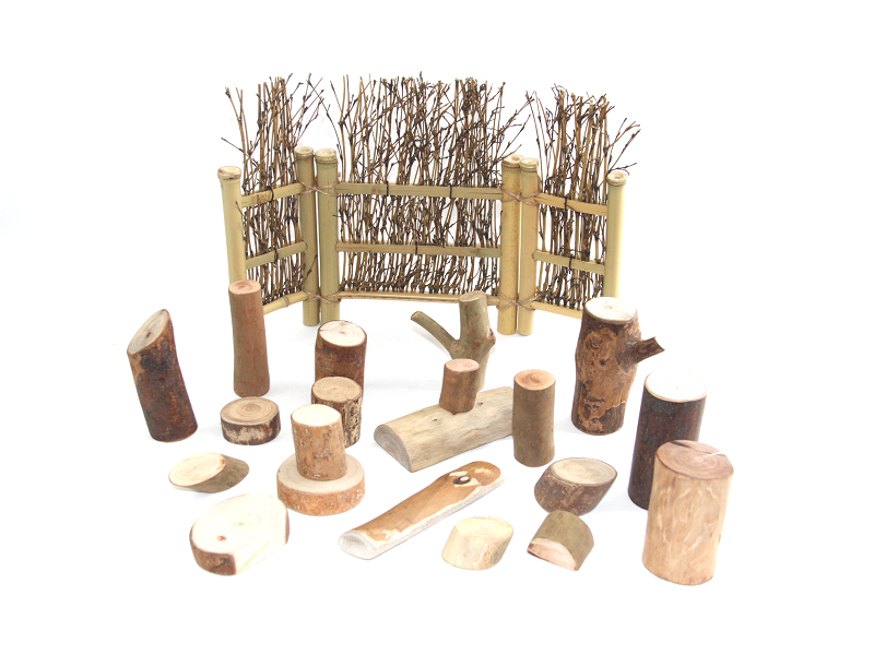 Tree blocks & bamboo fence set